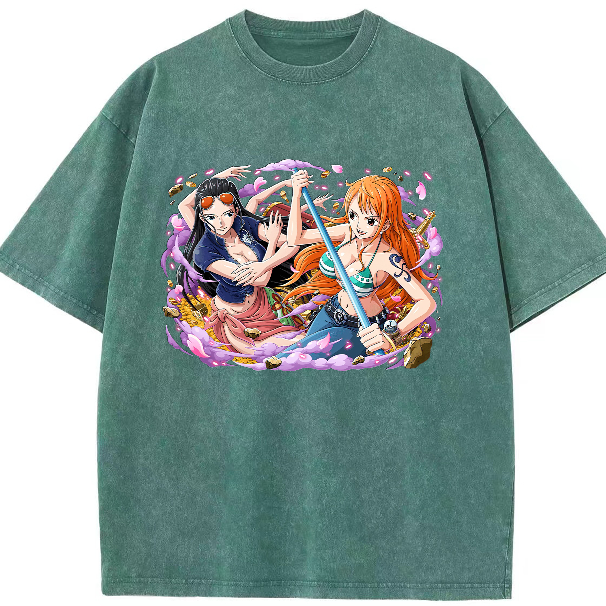 ワンピース ニコ・ロビン ONE PIECE Nico Robin 綿100% ヴィンテージ風 半袖Tシャツ（フロントプリント）